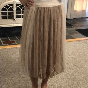 RYU tan tulle skirt with lace detail and slip